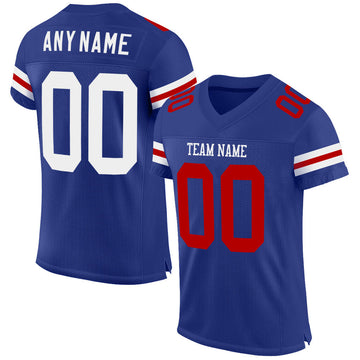Maxcorners Custom Royal White-Red Mesh Authentic Classic Football Jersey LM2605