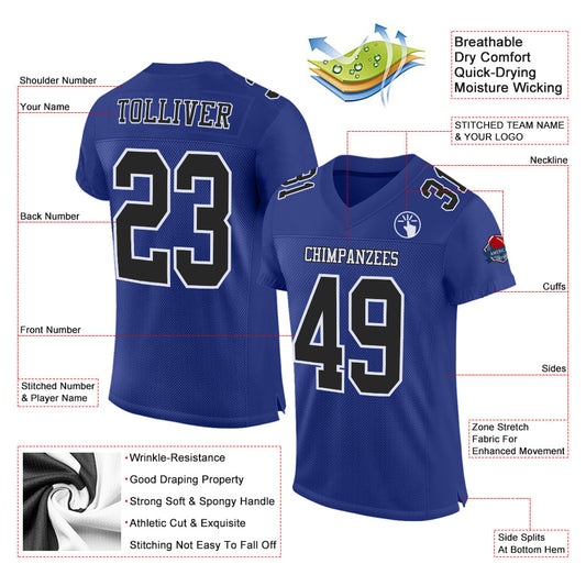 Maxcorners Custom Royal Black-White Mesh Authentic Football Jersey LM2605