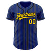 Maxcorners Custom Royal Yellow Pinstripe Black Authentic Baseball Jersey LM2605