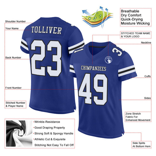 Maxcorners Custom Royal White-Black Mesh Authentic Football Jersey LM2605