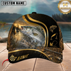 Maxcorners Fishing Black Gold Sunset Lake Customized Name 3D Cap