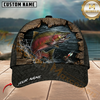 Maxcorners Fishing Rustic Wood Frame Black Scale Customized Name 3D Cap