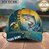Maxcorners Ocean Blue Gold Splash Custom Name Fishing Cap
