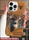 Maxcorners Deer Hunting Zip Pattern Personalized Name Phone Case LM1012