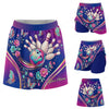 Maxcorners Customized Bowling Trouser Skirts With Shorts Underneath, Bowling Floral Butterfly Ball Skorts With Pockets