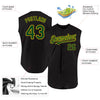 Maxcorners Custom Black Green-Yellow Authentic Sleeveless Baseball Jersey LM2605