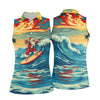 Maxcorners Tropical Surfing Santa Sunset Christmas Golf Shirt, Women's Golf Tops, Hawaiian Golf Shirt LM1507