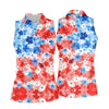 Maxcorners Patriotic Floral Golf Shirt, Red White Blue Blossom Pattern, Golf Shirt For Women LM1507