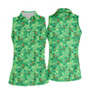 Maxcorners Shamrock St Patrick's Day Light Green Golf Shirt, Women's Golf Tops, Ladies Golf Polos, Women's Polo Shirt