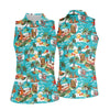 Maxcorners Women's Funny Surfing Santa Hawaiian Golf Shirt, Christmas Golf Shirt, Women’s Golf Polo LM1507