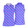Maxcorners Purple Blue Gradient Checkered Pattern Golf Shirt, Ladies Golf Shirts, Women’s Golf Apparel, Printed Golf Shirt LM1507