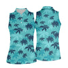 Maxcorners Turquoise Palm Tree Tropical Golf Shirt, Women's Golf Shirt, Golf Polo For Women, Golf Shirts For Women LM1507