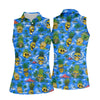 Maxcorners Pineapple Skull Golf Shirt, Tropical Island Volcano Pattern, Golf Shirt For Women LM1507