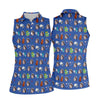 Maxcorners Blue Custom Photo Golf Icons Polo Shirt, Women’s Golf Polo, Performance Golf Shirt LM1507