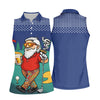 Maxcorners Women's Funny Golf Santa Beer And Cigar Polo Shirt, Christmas Golf Shirt, Women’s Golf Polo, Women’s Golf Apparel LM1507