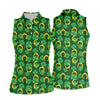 Maxcorners Four Leaf Clovers Golden Horseshoes St Patrick's Day Golf Shirt, Women's Golf Tops, Ladies Golf Polos
