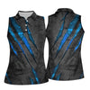 Maxcorners Blue Claw Marks Hawaiian Golf Shirt, Scratch Print Women's Golf Tops, Ladies Golf Shirts LM1507