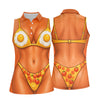Maxcorners Funny Fried Egg Bikini Body Golf Shirt, Women’s Golf Polo, Ladies Golf Tops, Printed Golf Shirt LM1507