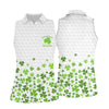Maxcorners Shenanigans Coordinator Golf Ball Pattern St Patrick Day White Golf Shirt, Women's Golf Tops, Ladies Golf Polos