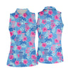 Maxcorners Blue Hibiscus Disc Golf Polo Shirt, Golf Tops For Women, Women’s Golf Polo LM1507