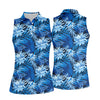 Maxcorners Blue Tropical Hibiscus Floral Golf Shirt, Womens Golf Tops, Women’s Golf Apparel LM1507