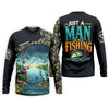 Maxcorners Just A Man Who Loves Fishing Camo Fishing Shirt, Fisherman Gift, SPF Shirt For Men