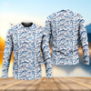 Maxcorners Navy Fish Pattern Fishing UPF Shirts, Men's Fishing Shirts Long Sleeve, Presents For Fishermen