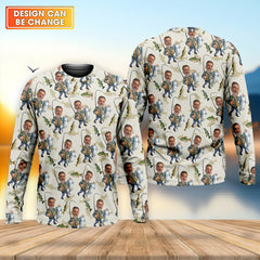 Maxcorners Custom Face Funny Fishing Shirt, Fishing UPF Shirts, Gift For Fisherman, Fishing Shirts For Men