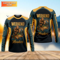Maxcorners Weekend Hooker Sasquatch Fishing UPF Shirts, Funny Fishing Shirt, Men's Fishing Shirt