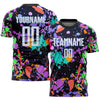 Maxcorners Custom Graffiti Pattern White-Light Blue Sublimation Soccer Uniform Jersey LM2605
