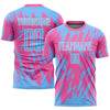 Maxcorners Custom Pink Light Blue-White Sublimation Soccer Uniform Jersey LM2605