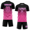 Maxcorners Custom Pink Black-LIght Blue Gradient Square Shape Sublimation Soccer Uniform Jersey LM2605