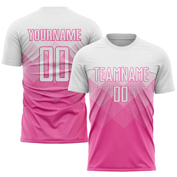 Maxcorners Custom Pink White Sublimation Soccer Uniform Jersey LM2605