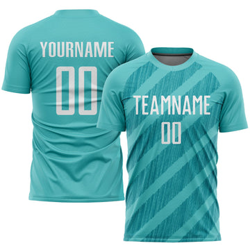 Maxcorners Custom Aqua White Elite Sublimation Soccer Uniform Jersey LM2605