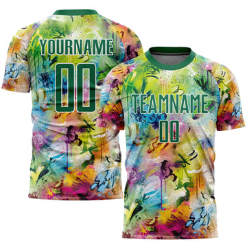 Maxcorners Custom Graffiti Pattern Kelly Green-White Sublimation Soccer Uniform Jersey LM2605