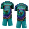 Maxcorners Custom Tie Dye Teal-White Elite Sublimation Soccer Uniform Jersey LM2605