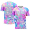 Maxcorners Custom Tie Dye White-Light Blue Sublimation Soccer Uniform Jersey LM2605