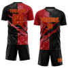 Maxcorners Custom Graffiti Pattern Red-Gold Scratch Sublimation Soccer Uniform Jersey LM2605