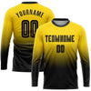 Maxcorners Custom Gold Black Sublimation Long Sleeve Fade Fashion Soccer Uniform Jersey LM2605