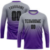 Maxcorners Custom Gray Black-Purple Sublimation Long Sleeve Fade Fashion Soccer Uniform Jersey LM2605