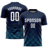 Maxcorners Custom Navy White-Teal Sublimation Soccer Uniform Jersey LM2605