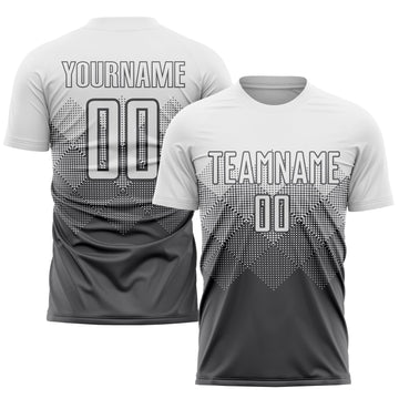 Maxcorners Custom Steel Gray White Sublimation Soccer Uniform Jersey LM2605