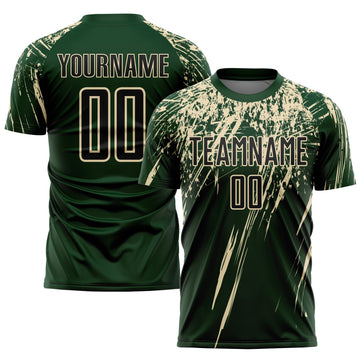 Maxcorners Custom Green Black-Cream Sublimation Soccer Uniform Jersey LM2605