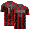 Maxcorners Custom Red Black-White Stars And Stripes Sublimation Soccer Uniform Jersey LM2605