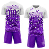 Maxcorners Custom Purple White Geometric Pattern Sublimation Soccer Uniform Jersey LM2605