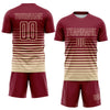 Maxcorners Custom Crimson Cream Gradient Pinstripe Sublimation Soccer Uniform Jersey LM2605
