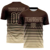 Maxcorners Custom Brown Cream Gradient Pinstripe Sublimation Soccer Uniform Jersey LM2605