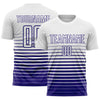 Maxcorners Custom White Dark Purple Gradient Pinstripe Sublimation Soccer Uniform Jersey LM2605