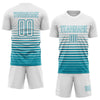 Maxcorners Custom White Teal Gradient Pinstripe Elite Sublimation Soccer Uniform Jersey LM2605