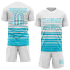 Maxcorners Custom White Lakes Blue Gradient Pinstripe Sublimation Soccer Uniform Jersey LM2605